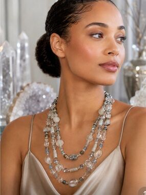 ARTISAN Moonstone, Crystal Quartz, Swarovski Crystal, & Czech Glass Necklace